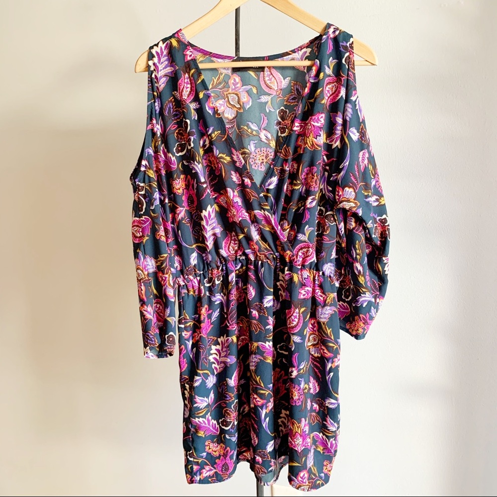 Fab’rik Floral Cold Shoulder Boho Dress Sz Large